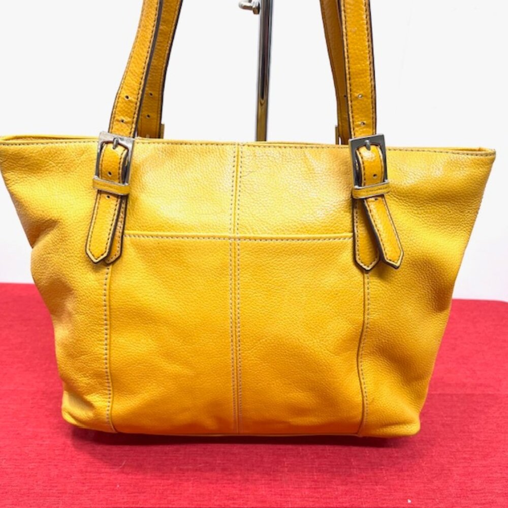 Tignanello Grain Leather Medium Yellow Shoulder Bag + FREE Silk Floral Scarf(39 - Picture 8 of 13